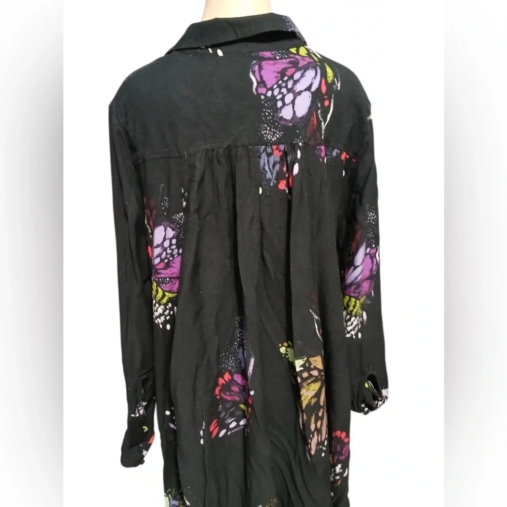 Free People Field Of Butterflies Printed Hi-Low Tunic Black Size S - Picture 7 of 16